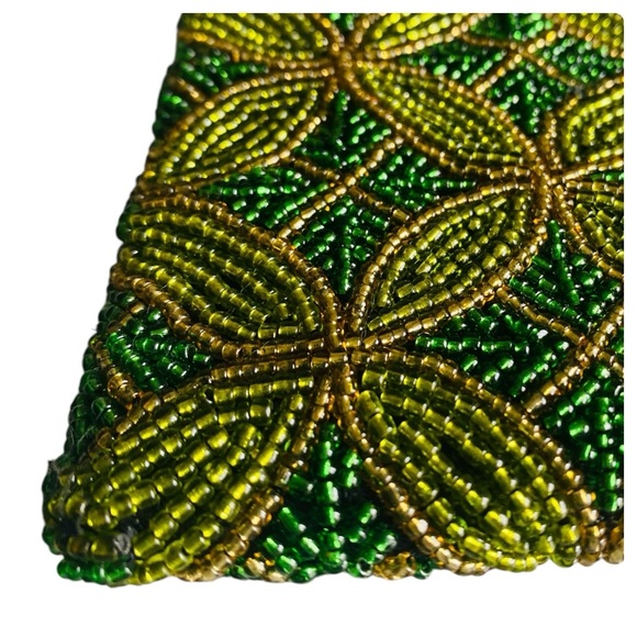 Vintage Art Deco Style Glass Beaded Shoulder Handbag w/ Circular Motif - Picture 9 of 14